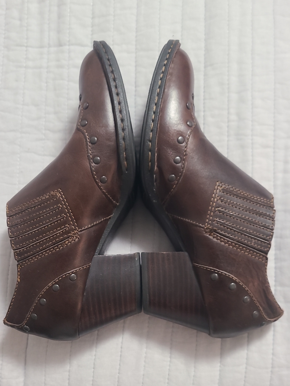 Born Women's Western Leather Rodeo Cowgirl Stylish Studded Brown Ankle Boots S 8 - Picture 6 of 11